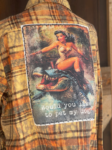 Would you like to Pet My Dog Art Flannel Angry Minnow